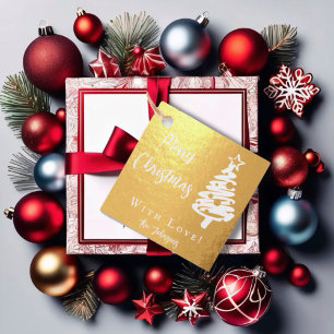 Etiquetas Para Recuerdos Árbol de navidad moderno y mensajes caligráficos