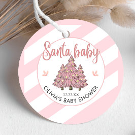 Etiquetas Para Recuerdos Árbol de Navidad rosa de invierno Santa Baby Showe