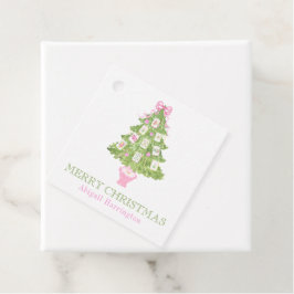 Etiquetas Para Recuerdos Árbol de Navidad Rosa Mahjong