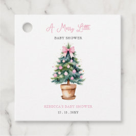 Etiquetas Para Recuerdos Árbol de Navidad Rosado Bow Pequeño Baby Shower