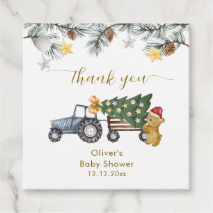 Etiquetas Para Recuerdos Árbol de Navidad Tractor Rústico de Invierno Baby 
