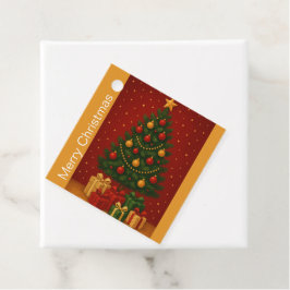 Etiquetas Para Recuerdos 🎄 Árbol de Navidad y regalos: decoración clásica 