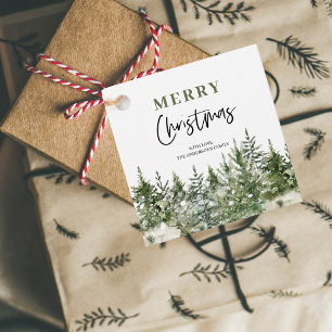 Etiquetas Para Recuerdos Árbol verde de los navidades   Feliz Navidad