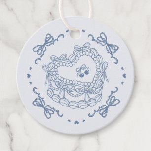 Etiquetas Para Recuerdos Arco Azul Retro Corazón Coquette Torta Despedida d