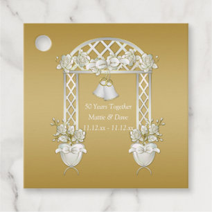 Etiquetas Para Recuerdos Arco Boda de Oro Blanco 50 aniversario Boda