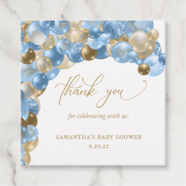 Etiquetas Para Recuerdos Arco de globos azules y dorados gracias Baby Showe