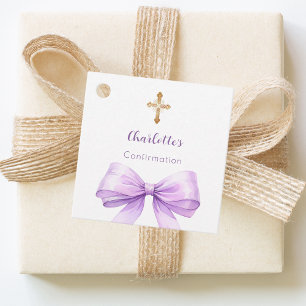Etiquetas Para Recuerdos Arco de lavanda de confirmación niña DIY