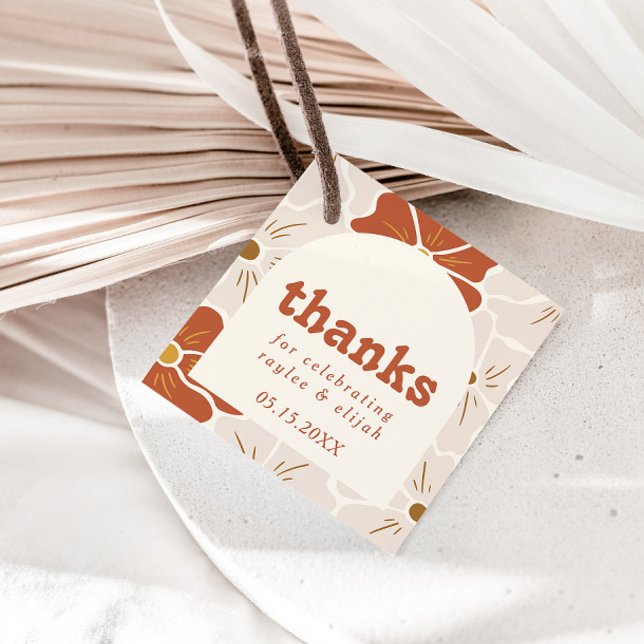 Etiquetas Para Recuerdos Arco floral de Retro Groovy | Boho Favor (Subido por el creador)