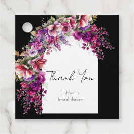 Etiquetas Para Recuerdos Arco Floral Lavanda Fucsia para Despedida de Solte