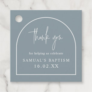Etiquetas Para Recuerdos Arco moderno azul y turbio Minimalista Christening