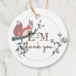 Etiquetas Para Recuerdos Ardilla de Bosque Rústico Kraft Monograma Gracias