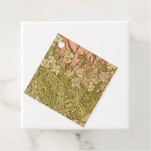 Etiquetas Para Recuerdos Art Nouveau Alfonse Mucha Flores de clavel floral