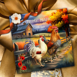 Etiquetas Para Recuerdos Arte casero de granja de gallos