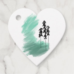 Etiquetas Para Recuerdos arte de árbol verde escandinavo simple moderno men
