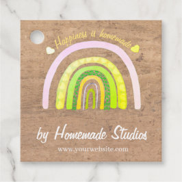 Etiquetas Para Recuerdos Artisan Woodgrain Rainbow 'Happiness is Homemade'