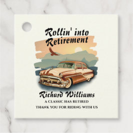 Etiquetas Para Recuerdos Atardecer de desierto clásico de coches de retiro 