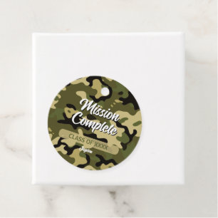 Etiquetas Para Recuerdos Audaz Camuflaje Verde, Marrón, Tan y Negro
