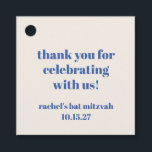 Etiquetas Para Recuerdos Audaz Personalizado de Marfil Azul Cute Bat Mitzva<br><div class="desc">Tipografía Negra Personalizado Azul Marfil Cute Bat Mitzvah Gracias Etiquetas Favoritas</div>