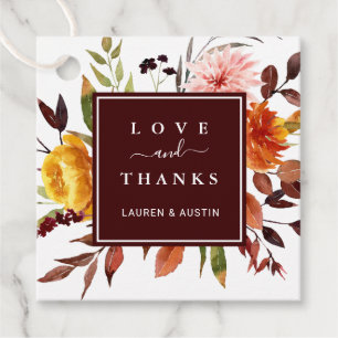 Etiquetas Para Recuerdos Autumn Garden Burgundy Boda Gracias