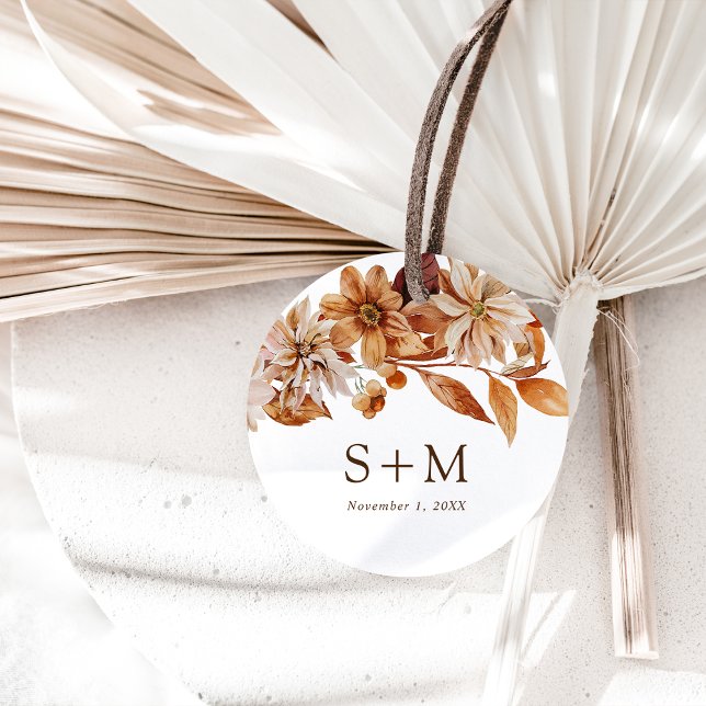 Etiquetas Para Recuerdos Autumn Leaves Boda (Autumn Leaves Wedding Round Favor Tags by Painted Paperie
)