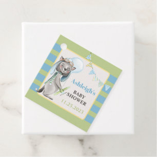 Etiquetas Para Recuerdos Aviador Wolf, Baby Shower a rayas