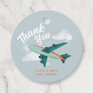 Etiquetas Para Recuerdos Avión Baby Shower azul para niños