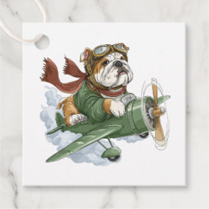 Etiquetas Para Recuerdos Avión piloto de Bulldog inglés