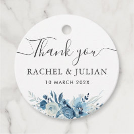 Etiquetas Para Recuerdos Azul acuarela floral gracias boda