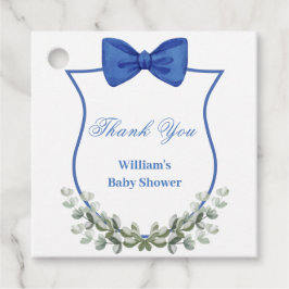 Etiquetas Para Recuerdos Azul Bow Eucalyptus Escudo Baby Shower Gracias