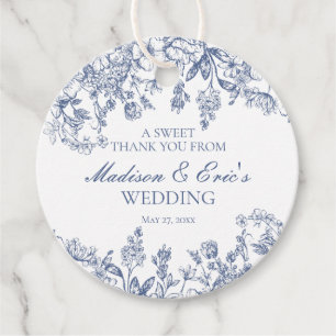 Etiquetas Para Recuerdos Azul Chinoiserie Vintage Floral Boda Círculo