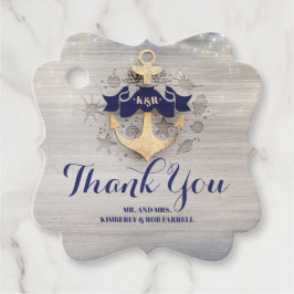 Etiquetas Para Recuerdos Azul Marino Ancla Dorada Náutica Gracias