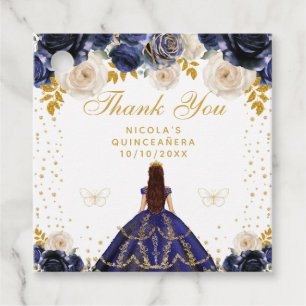 Etiquetas Para Recuerdos Azul Marino Floral Princesa Quinceañera
