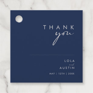 Etiquetas Para Recuerdos Azul marino Minimalista moderno Silver Gracias