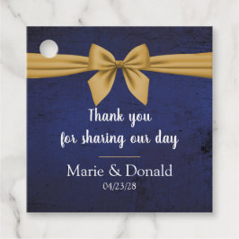 Etiquetas Para Recuerdos Azul oscuro con Personalizado Gold Bow
