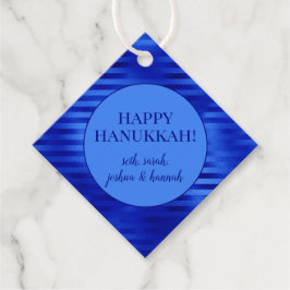 Etiquetas Para Recuerdos Azul Real con Franjas de Papel Aluminizado Hanukka