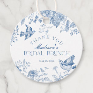 Etiquetas Para Recuerdos Azul Toile De Jouy Vintage Brunch Floral Nupcial