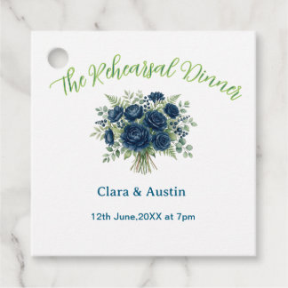 Etiquetas Para Recuerdos azul verde floral la cena de ensayo editable na