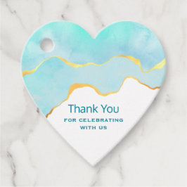 Etiquetas Para Recuerdos Azul verde tropical tranquilo con borde dorado