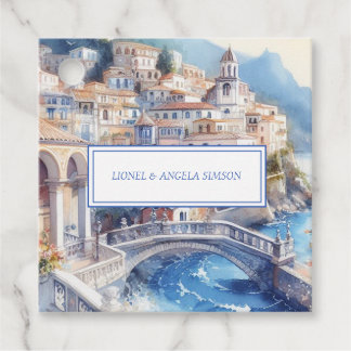 Etiquetas Para Recuerdos Azulejos Azules Costa de Amalfi Italia Foto Person