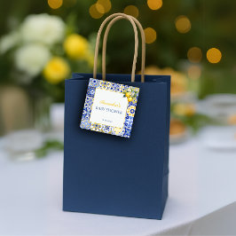 Etiquetas Para Recuerdos Azulejos Bebé Azul Limón Amalfi Arco Baby Shower