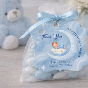 Etiquetas Para Recuerdos Baby Boy Shower Invitan a la Moonlight Stars Water