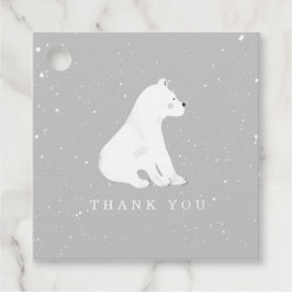 Etiquetas Para Recuerdos Baby Polar Bear Cub Winter Gray Baby Shower