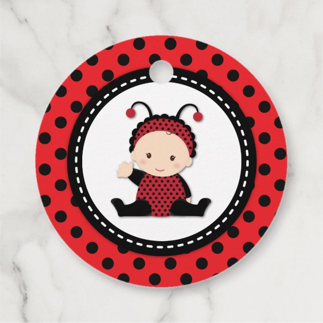 Etiquetas Para Recuerdos Baby Red Ladybug Primer cumpleaños Baby