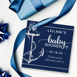 Etiquetas Para Recuerdos Baby Shower, ancla náutica, gracias azul de la mar