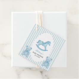 Etiquetas Para Recuerdos Baby Shower azul del oso preppy de caballo de roca