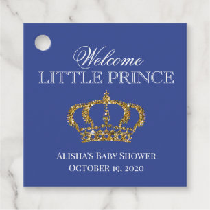 Etiquetas Para Recuerdos Baby Shower azul y oro de Little Prince Royal