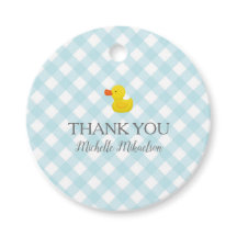 Baby Shower Blue Gingham Rubber Duckie