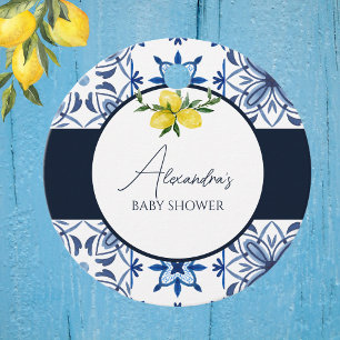 Etiquetas Para Recuerdos Baby Shower Blue Italian Yellow Lemon Gracias