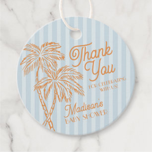 Etiquetas Para Recuerdos Baby Shower Blue Palm Spring Pastel Beach