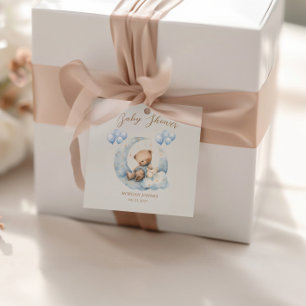 Etiquetas Para Recuerdos Baby Shower Blue Teddy Bear Stars